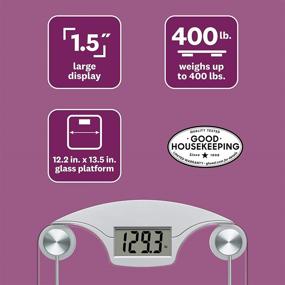 img 1 attached to WW Scales by Conair: Digital Glass Weight Scale with Contemporary Silver Finish - 400 Lbs. Capacity - Bathroom Scale