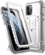 📱 poetic revolution series rugged case for iphone 11 pro (2019) 5.8 inch - full-body shockproof protective cover with kickstand, built-in-screen protector - white logo