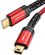🔌 jsaux mini usb to type c cable: 6.6ft charging cord for gopro, ps3 controller, mp3 player, and more - 2m/red logo