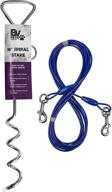 🐶 bv pet 18-inch spiral stake & 25ft tie out cable combo: ideal for dogs up to 60lbs in outdoor, yard, and camping activities - blue, medium size логотип