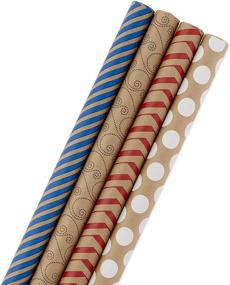 img 4 attached to 🎁 Hallmark Kraft Brown Wrapping Paper Bundle - 4 Pack, 88 sq. ft. ttl. - Perfect for Christmas, Birthdays, Father's Day, Kids Crafts, Care Packages, Handmade Banners
