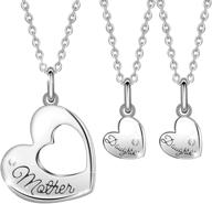 💕 cherish the bond with infuseu sterling silver mother daughter heart necklace set, ideal for mothers day & birthdays - includes 20"+18" chain! logo