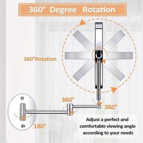 img 2 attached to 🪞 Large 8-inch LED Lighted Wall Mount Makeup Mirror with 5X Magnification, Double-Sided Swivel Mirror for Bathroom Hotel, 360° Extendable Arm and Touch Control - Upgraded 2021 Edition