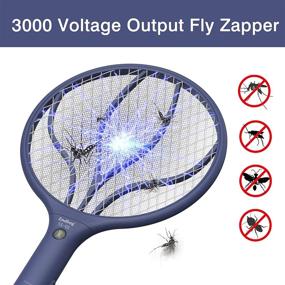 img 3 attached to 🪰 Rechargeable Fly Swatter Racket - Handheld Bug Zapper with LED Light | USB Charging Electric Mosquito & Fly Insect Killer | Indoor Outdoor Navy Blue