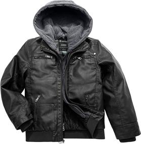 img 4 attached to 🧥 Stylish and Functional: Wantdo Boy's Faux Leather Jacket with Removable Hood