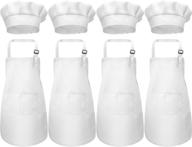 👧 chengu kids apron and chef hat set: 8-piece adjustable child aprons with pockets for cooking and baking (medium, white) logo