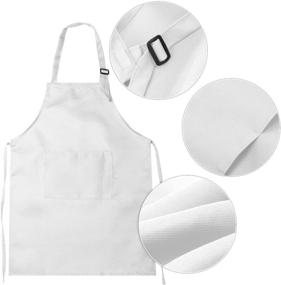 img 2 attached to 👧 CHENGU Kids Apron and Chef Hat Set: 8-Piece Adjustable Child Aprons with Pockets for Cooking and Baking (Medium, White)