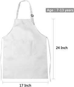 img 3 attached to 👧 CHENGU Kids Apron and Chef Hat Set: 8-Piece Adjustable Child Aprons with Pockets for Cooking and Baking (Medium, White)