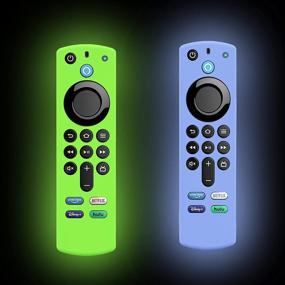 img 4 attached to 📱 Замена чехла Glow Remote для пульта Alexa FireTVstick (3-го поколения) 2021 года - 2 штуки силиконовых защитных чехла со шнурком - светящийся зеленый и синий - LEFXMOPHY