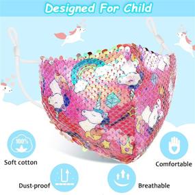 img 1 attached to 🎭 Nuanchu 8-Piece Glitter Kids Mask: Reusable Sequin Face Cloth for Boys and Girls - Sparkle with Hearts, Unicorns, and Stars! Ideal Everyday Protection in Various Styles