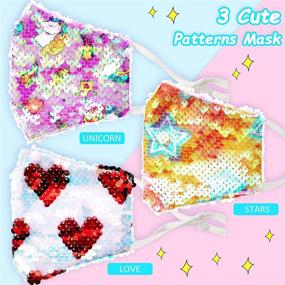 img 2 attached to 🎭 Nuanchu 8-Piece Glitter Kids Mask: Reusable Sequin Face Cloth for Boys and Girls - Sparkle with Hearts, Unicorns, and Stars! Ideal Everyday Protection in Various Styles