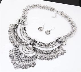 img 3 attached to 🌸 Thkmeet Модное колье-подвеска и серьги Биб с монетами: Откройте идеальный панк-этнический стиль ювелирных изделий для женщин.