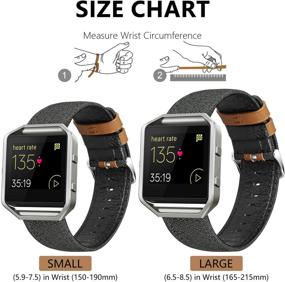 img 3 attached to 🔲 eSeekGo Fitbit Blaze Bands for Men and Women with Frame - Classic Canvas Fabric and Micro Fiber Leather Strap Replacement with Metal Frame - Black (Large)