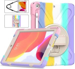 img 4 attached to 🔒 Rantice iPad 9th/8th/7th Generation Case for Kids - Heavy Duty Shockproof Cover with 360 Stand and Multiple Straps - 10.2 inch