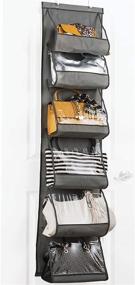 img 4 attached to 👜 ZOBER Durable Metal Hooks Over The Door Handbag Organizer with 6 Easy Access Clear Pockets - Ideal for Scarves, Umbrellas, Accessories, and more