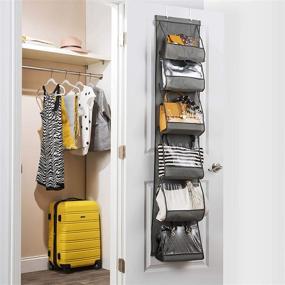 img 3 attached to 👜 ZOBER Durable Metal Hooks Over The Door Handbag Organizer with 6 Easy Access Clear Pockets - Ideal for Scarves, Umbrellas, Accessories, and more