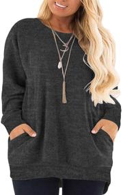 img 4 attached to DOLNINE Plus Size Sweatshirts: Color Block Long Sleeve Pocket Shirts Tops for Women