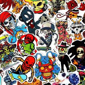 img 1 attached to 🧟 100pcs Skull Stickers Pack - Punk Bomb Vinyl Decals for Laptop, Water Bottle, Skateboard, and More - Crazy Horror Skeleton Stickers for Adults, Teens - Ideal for Computer, Guitar, Motorcycle, Bike