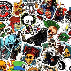 img 2 attached to 🧟 100pcs Skull Stickers Pack - Punk Bomb Vinyl Decals for Laptop, Water Bottle, Skateboard, and More - Crazy Horror Skeleton Stickers for Adults, Teens - Ideal for Computer, Guitar, Motorcycle, Bike