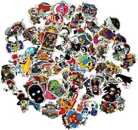 img 3 attached to 🧟 100pcs Skull Stickers Pack - Punk Bomb Vinyl Decals for Laptop, Water Bottle, Skateboard, and More - Crazy Horror Skeleton Stickers for Adults, Teens - Ideal for Computer, Guitar, Motorcycle, Bike