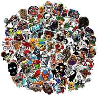 🧟 100pcs skull stickers pack - punk bomb vinyl decals for laptop, water bottle, skateboard, and more - crazy horror skeleton stickers for adults, teens - ideal for computer, guitar, motorcycle, bike logo
