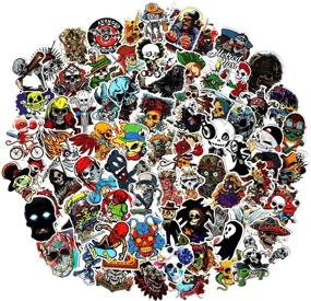 img 4 attached to 🧟 100pcs Skull Stickers Pack - Punk Bomb Vinyl Decals for Laptop, Water Bottle, Skateboard, and More - Crazy Horror Skeleton Stickers for Adults, Teens - Ideal for Computer, Guitar, Motorcycle, Bike