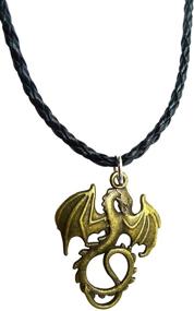 img 2 attached to 🐉 Bijoux De Ja Antique Bronze Gothic Flying Dragon Pendant P'leather Necklace 16+2 Inches: A Bold and Exquisite Statement Piece