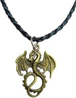 🐉 bijoux de ja antique bronze gothic flying dragon pendant p'leather necklace 16+2 inches: a bold and exquisite statement piece logo