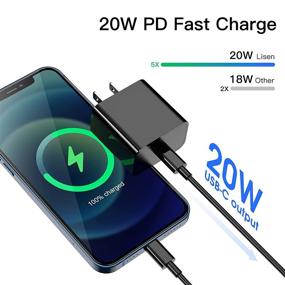 img 3 attached to ⚡ [Сертифицировано Apple MFI] Зарядное устройство для iPhone от Apple 20W с блоком USB C и 6-футовым USB C кабелем Lightning для iPhone 12/12 mini/12 Pro/12 Pro Max/11 Pro Max/AirPods Pro/iPad Air 3/mini 4/5 (черный): Надежное и эффективное решение для зарядки.