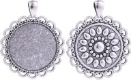 🌸 10pcs 30mm round flower antique silver trays: ideal for crafting diy necklace and jewelry making logo