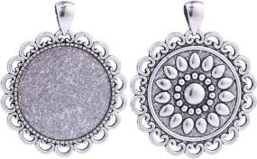 img 3 attached to 🌸 10pcs 30mm Round Flower Antique Silver Trays: Ideal for Crafting DIY Necklace and Jewelry Making