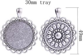 img 2 attached to 🌸 10pcs 30mm Round Flower Antique Silver Trays: Ideal for Crafting DIY Necklace and Jewelry Making