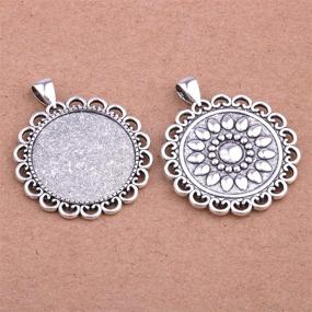 img 1 attached to 🌸 10pcs 30mm Round Flower Antique Silver Trays: Ideal for Crafting DIY Necklace and Jewelry Making