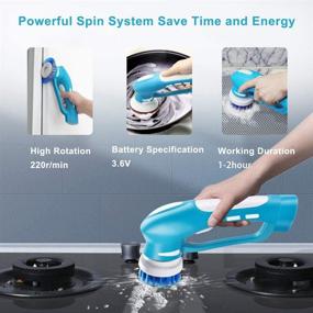 img 1 attached to 🧼 PowerDoF Electric Spin Scrubber - Cordless Handheld Power Scrubber with 4 Cleaning Brush Heads for Tub, Tile, Floors, Sinks, Windows, Kitchen - Shower Scrubber for Efficient Cleaning