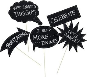 img 1 attached to 🎉 Enhance Your Celebrations with Juvale 60-Pack Writable Chalkboard Photo Booth Props for Weddings and Parties