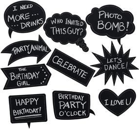 img 2 attached to 🎉 Enhance Your Celebrations with Juvale 60-Pack Writable Chalkboard Photo Booth Props for Weddings and Parties