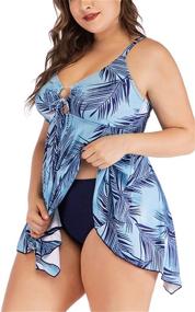 img 1 attached to Tankini Swimsuit Coverage Swimwear Shirring Women's Clothing