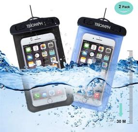 img 2 attached to Triomph Universal Waterproof Phone Pouch, Waterproof Phone Case with Military Class Lanyard 📱 - iPhone 11/Xs Max/Xr/X/8/8Plus/7Plus/6s Plus, Samsung Galaxy S10 S9+, Note - 6.5-Inch (2 Pack)