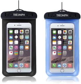 img 4 attached to Triomph Universal Waterproof Phone Pouch, Waterproof Phone Case with Military Class Lanyard 📱 - iPhone 11/Xs Max/Xr/X/8/8Plus/7Plus/6s Plus, Samsung Galaxy S10 S9+, Note - 6.5-Inch (2 Pack)