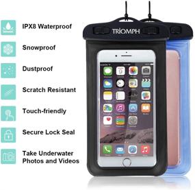 img 3 attached to Triomph Universal Waterproof Phone Pouch, Waterproof Phone Case with Military Class Lanyard 📱 - iPhone 11/Xs Max/Xr/X/8/8Plus/7Plus/6s Plus, Samsung Galaxy S10 S9+, Note - 6.5-Inch (2 Pack)