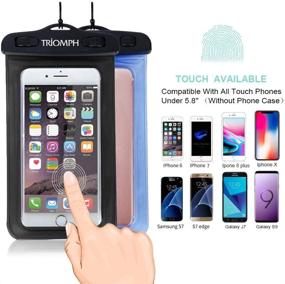 img 1 attached to Triomph Universal Waterproof Phone Pouch, Waterproof Phone Case with Military Class Lanyard 📱 - iPhone 11/Xs Max/Xr/X/8/8Plus/7Plus/6s Plus, Samsung Galaxy S10 S9+, Note - 6.5-Inch (2 Pack)