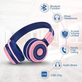 img 3 attached to 🎧 SIMOLIO Kids Bluetooth Headphones - 15 Hours Playtime, Foldable Wireless Headset with Mic, Volume Limit, Share Port, Hard EVA Case - Over-Ear Stereo Headphones for PC/iPad/Tablet - Pink
