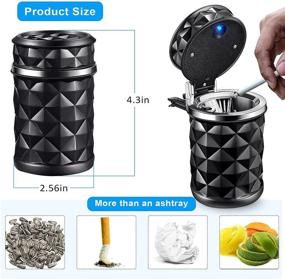 img 3 attached to 🚗 Car Ashtray with Lid & Blue LED Light: Smell Proof & Portable Cylinder Cup Holder Trash Can for Most Cars - Black