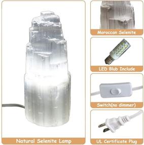 img 2 attached to 🔮 JIC Gem White Selenite Crystal Rock Lamp 7-8" with Switch Cord and Bulb (2-4 lbs) - Natural Selenite Lamps