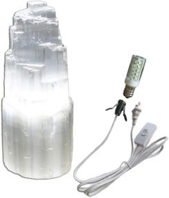 img 4 attached to 🔮 JIC Gem White Selenite Crystal Rock Lamp 7-8" with Switch Cord and Bulb (2-4 lbs) - Natural Selenite Lamps