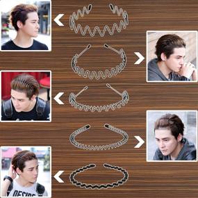 img 2 attached to 🏻 Timoo 5 PCS Metal Spring Wavy Hairband Hair Hoop: Fashionable Headwear Accessories for Men and Women (Black)