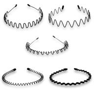 🏻 timoo 5 pcs metal spring wavy hairband hair hoop: fashionable headwear accessories for men and women (black) logo