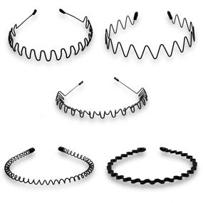 img 4 attached to 🏻 Timoo 5 PCS Metal Spring Wavy Hairband Hair Hoop: Fashionable Headwear Accessories for Men and Women (Black)