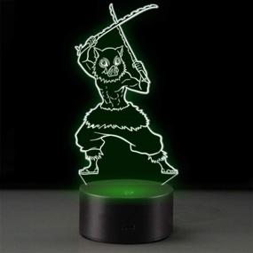 img 1 attached to 🌙 Hashibira Inosuke Night Light: Anime Character Table Lamp with 7 Colors Changing LED Lights - Perfect kids Gift for Bedroom and Living Room Decoration - USB & Battery Powered