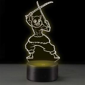 img 2 attached to 🌙 Hashibira Inosuke Night Light: Anime Character Table Lamp with 7 Colors Changing LED Lights - Perfect kids Gift for Bedroom and Living Room Decoration - USB & Battery Powered